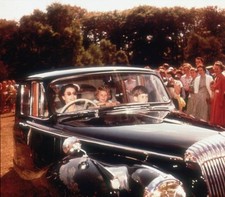 Queen Elizabeth II driving a Daimler saloon car with Prince Charle- Old Photo