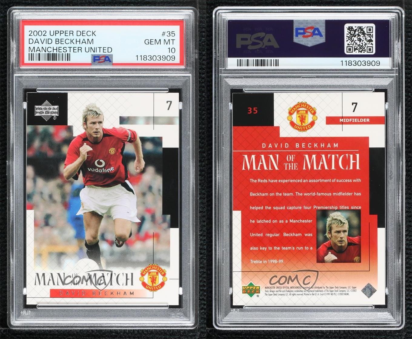 2002 Manchester United Man of the Match David Beckham #35 PSA 10 GEM MT 8uc view 3