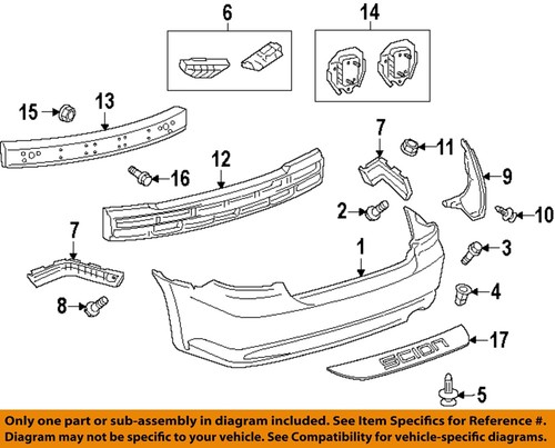 TOYOTA OEM 11-16 tC Rear Bumper Bumper Components-Side Seal 5259121050