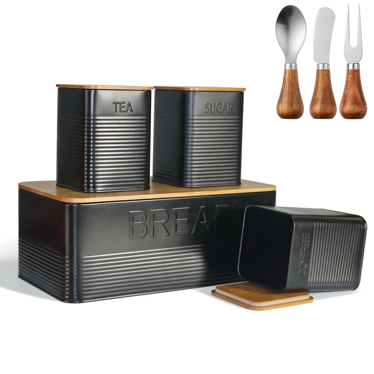 Bread box kit, breadbox with Extra Bamboo Cutting Board Lid, Space-Saving Hol...