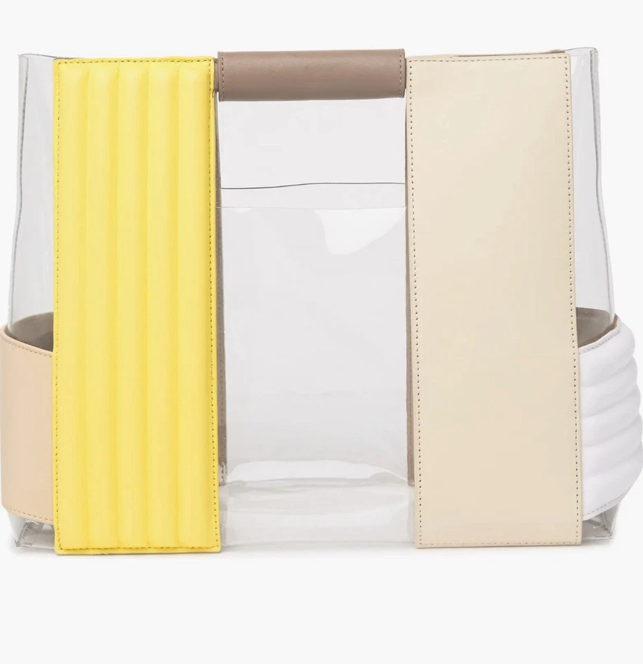 Bolso de Mano Louise Et Cie Alez Amarillo y Beige, Cuero y PVC Transparente, 248 $ Foto 2 de 4
