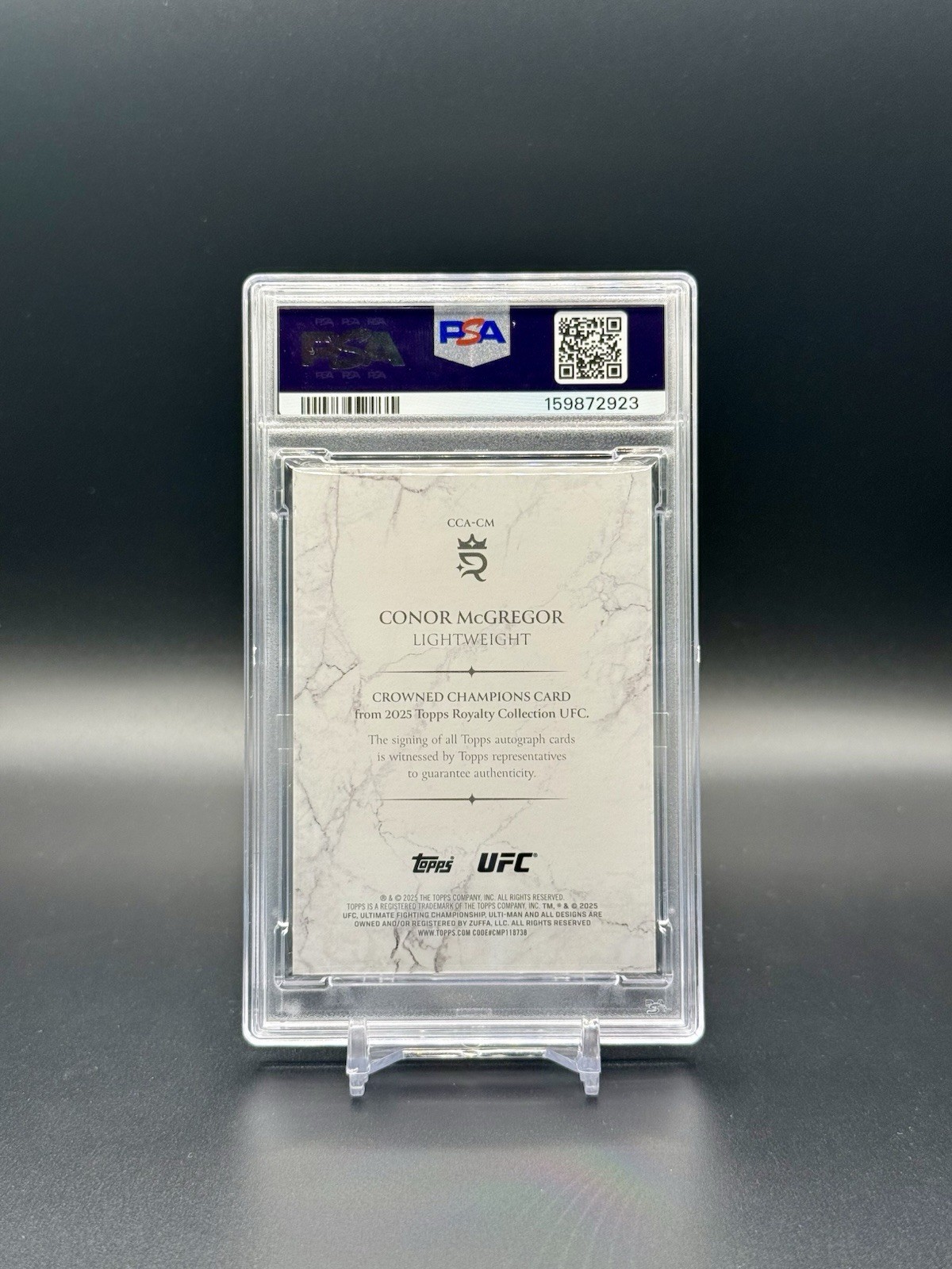 Conor McGregor 2025 Topps Royalty Crowned Champions Auto /25 PSA 8 POP 1 view 2