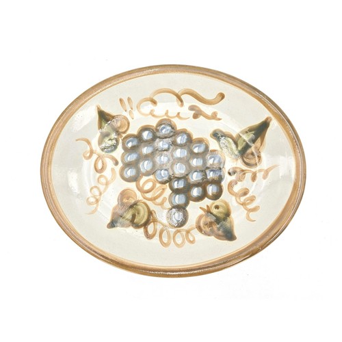 John B Taylor Vintage Olive Green Blue Grapes Pottery Oval Serving Platter