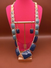 Multi Color Faceted Crystal's Beads Gold Tone Necklace And Earrings Set