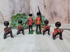 6 Vtg 1930s-50s Britains Lead Soldiers Scots Guards Kneeling Marching Lot 4