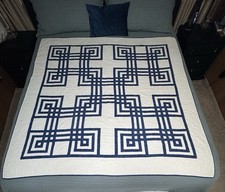 Indigo Blue White Cotton Quilt Coverlet 66 X ...