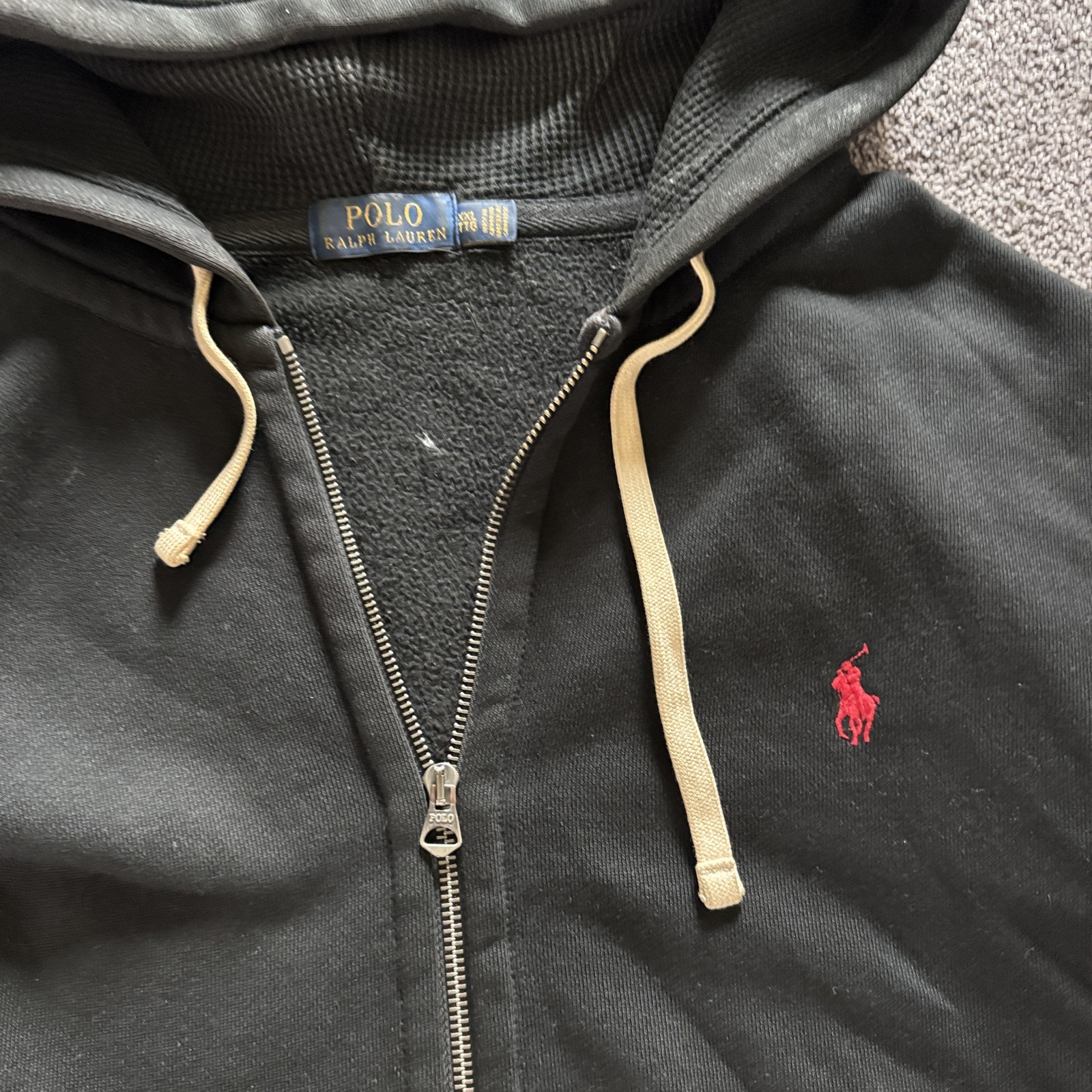 Polo Ralph Lauren felpa con cappuccio uomo 2XL nera full zip rossa pony felpa giacca XXL