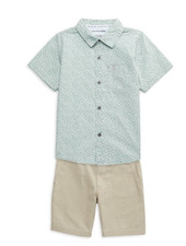 Calvin Klein Baby Boy's Little Boy's 2-Piece Cotton Shirt Shorts Set, 3T