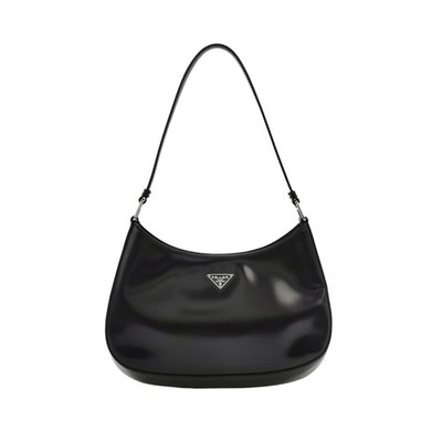 15% OFF Prada Cleo Medium Black Polished Silver Triangle Logo Shoulder Bag