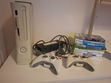 Official White Xbox 360 Console with 2 Controllers, 9 Games and All Cables