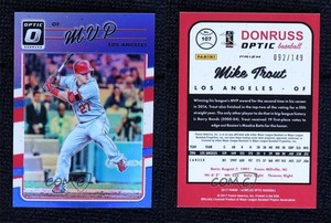 2017 Panini Donruss Optic Variation Blue Prizm /149 Mike Trout (MVP) #107