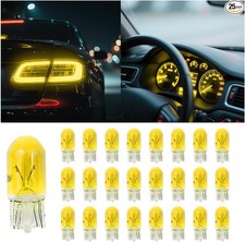 25PCS T10 12V 5W Car Turn Signal Light Bulbs, Clear Flat Foot Vehicle Yellow