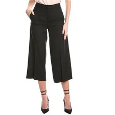 Vince Womens Pants Size 12 Black Linen Blend Lyocell Wide Leg Cropped New