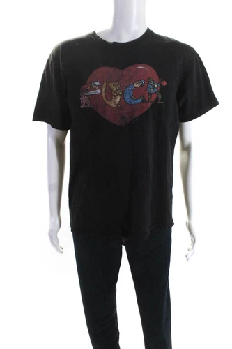 T shirt homme Supreme noir coton imprimé graphique col ras du cou manches courtes taille M