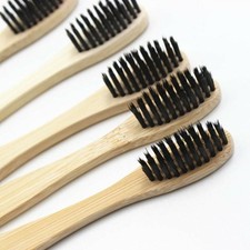 8 Pack Charcoal Bamboo Toothbrush Adult Organic Wooden Natural Eco Vegan,...