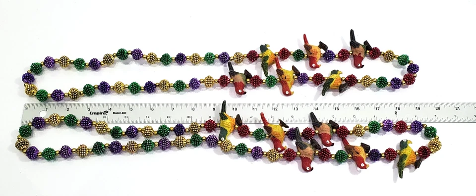 Parrots Animals Mardi Gras Carnival Holiday Theme Party Bead Necklace - Image 2 of 4