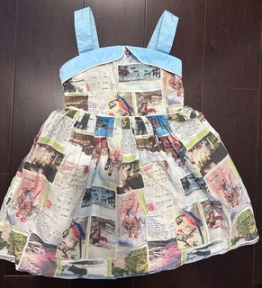 Usado en Excelente Condición Mini Boden Niñas Retro Vestido Mangas Postales 3 4 Años