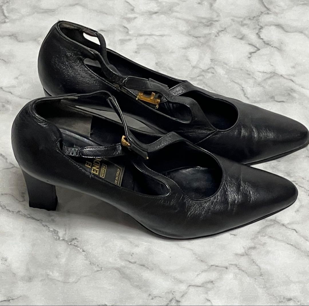 FENDI Shoes Pumps Heel FF EU 35.5 US 5.5 Leather Black Authentic thumbnail 16