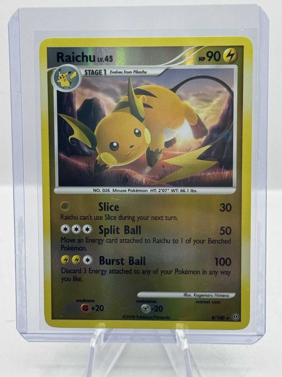 2008 Pokemon Stormfront Reverse Holo 8/100 Raichu LV.45 - NM