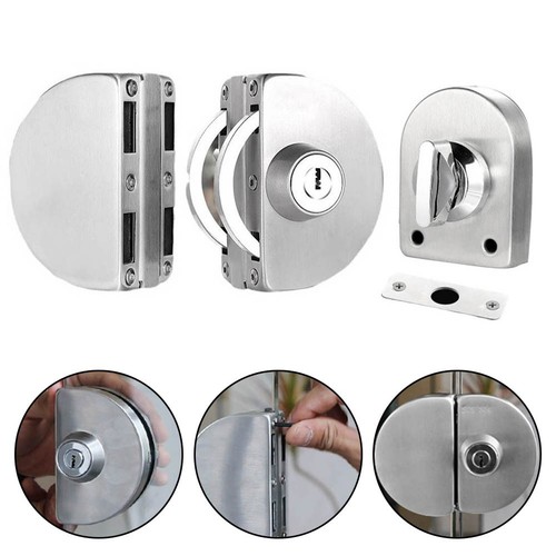 Elegant Stainless Steel Double Glass Door Push Pull Locks and Ground Lock