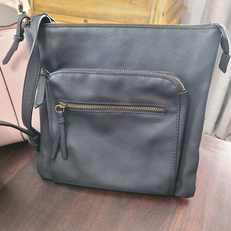 Womens Purse Handbag Lot of 4 Black Pink Gray Canvas Crossbody Sanoma C Klein - Image 4 of 4