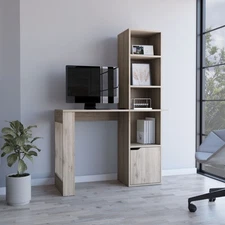 Oiwa Computer Desk with Bookcase and Cabinet