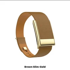 Whoop 5.0/MG Tapered Brown Leather replacement band - Gold Clasp/Hook/Link 