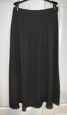 Vintage Amanda Smith 90  s Black White Polka Dot Midi Skirt Elastic Waist Sz S
