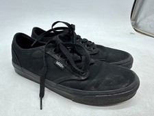 Vans Atwood Skateboard Sneakers Men's Triple Black Canvas Lace-Up Low Top - 7.5