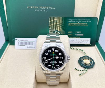 2025 Rolex Air King 126900 40mm Black Dial Stainless Steel Box Papers