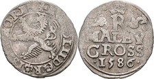 RDR Bohemia Prague Maly Groschen 1586 Rudolph II, original coin #BFC515