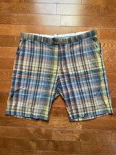 VTG Polo Ralph Lauren Shorts Men  s 40 Indian Madras Plaid 100 Cotton 10  Inseam