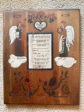 Habersham Pennsylvania Dutch Birth Announcement on wood; signed and dated 1979