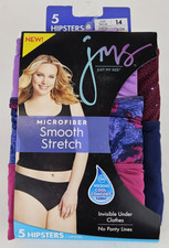 JUST MY SIZE Women's Smooth Stretch Microfiber Hipster Panty 5-Pack - Size 14