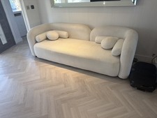 Designer Boucle Curved 3 seater Sofa cream Designer Sofa RRP £1, 400