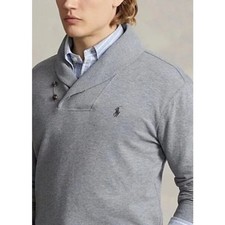 Polo Ralph Lauren Men's Luxury Jersey Shawl-Collar Pullover Color Gray Size L