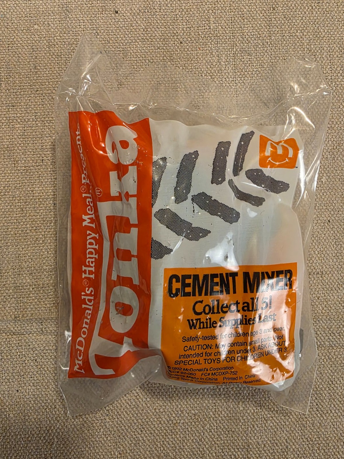 1992 McDonald's Tonka Cement Mixer Happy Meal Toy Vintage New