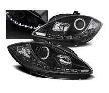 faros para SEAT LEON ALTEA 2009 2010 2011 2012 2013 luz diurna negro LHD