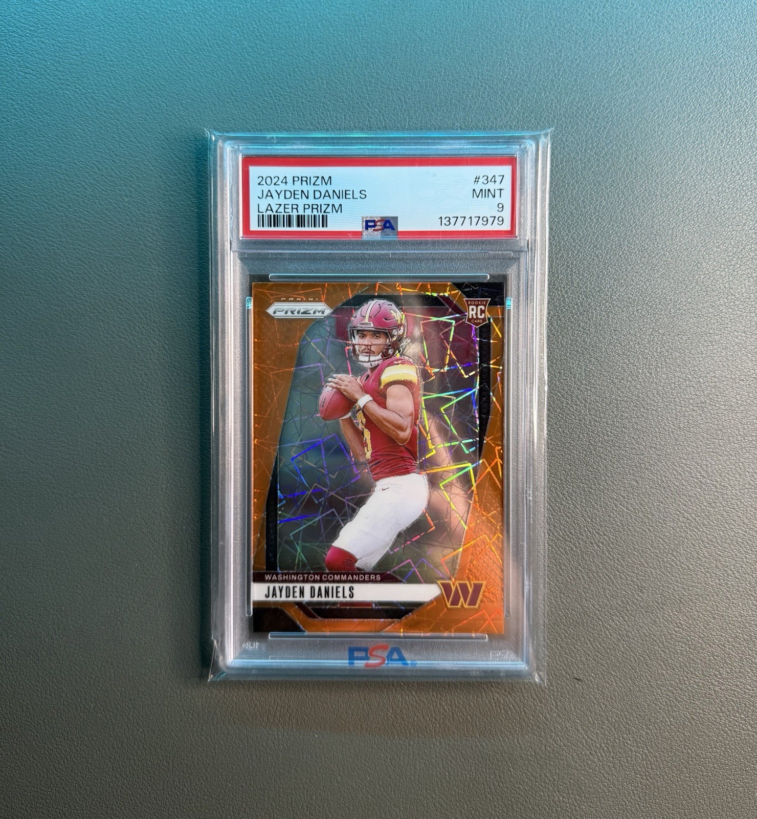 2024 Panini Prizm Prizms Orange Disco #347 Jayden Daniels Rookie RC PSA 9 MINT