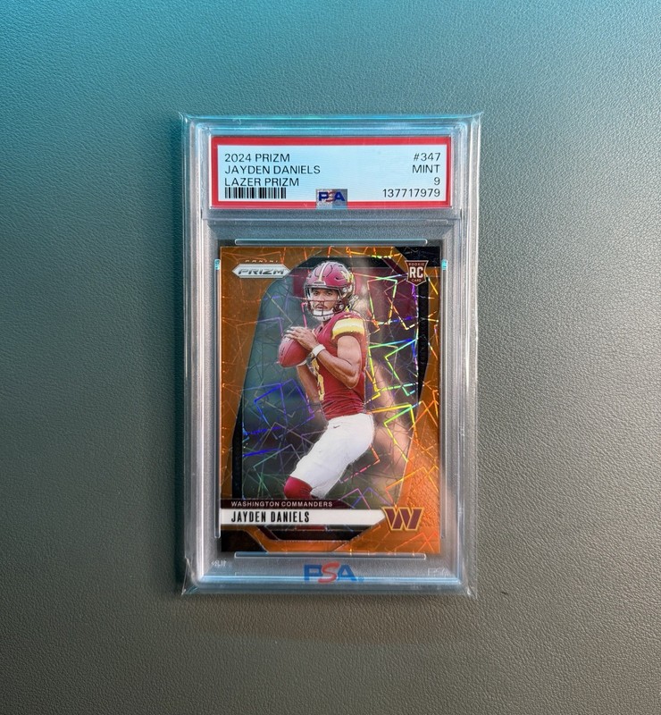 2024 Panini Prizm Prizms Orange Disco #347 Jayden Daniels Rookie RC PSA 9 MINT