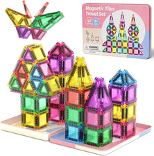 Bloques magneticos mini 42 pzs caja hierro construccion viaje educativo 3 mas