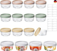 16er Frischhaltedosen mit Deckel Klein 300ml, Gefrierdosen Klein Rund,