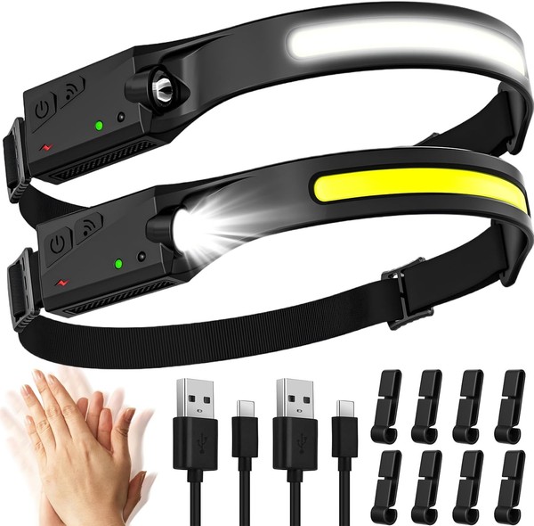 Stirnlampe LED Wiederaufladbar 2000 Lumen 5 Lichtmodi IPX4 Wasserdicht Camping-image