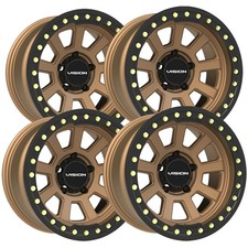 Set Of 4 Vision 350 Ojos Beadlock 17x9 5x5 -40mm Bronze Wheels Rims 17 Inch Set Of 4 Vision 350 Ojos Beadlock 17x9 5x5 -40mm Bronze Wheels Rims 17 Inch