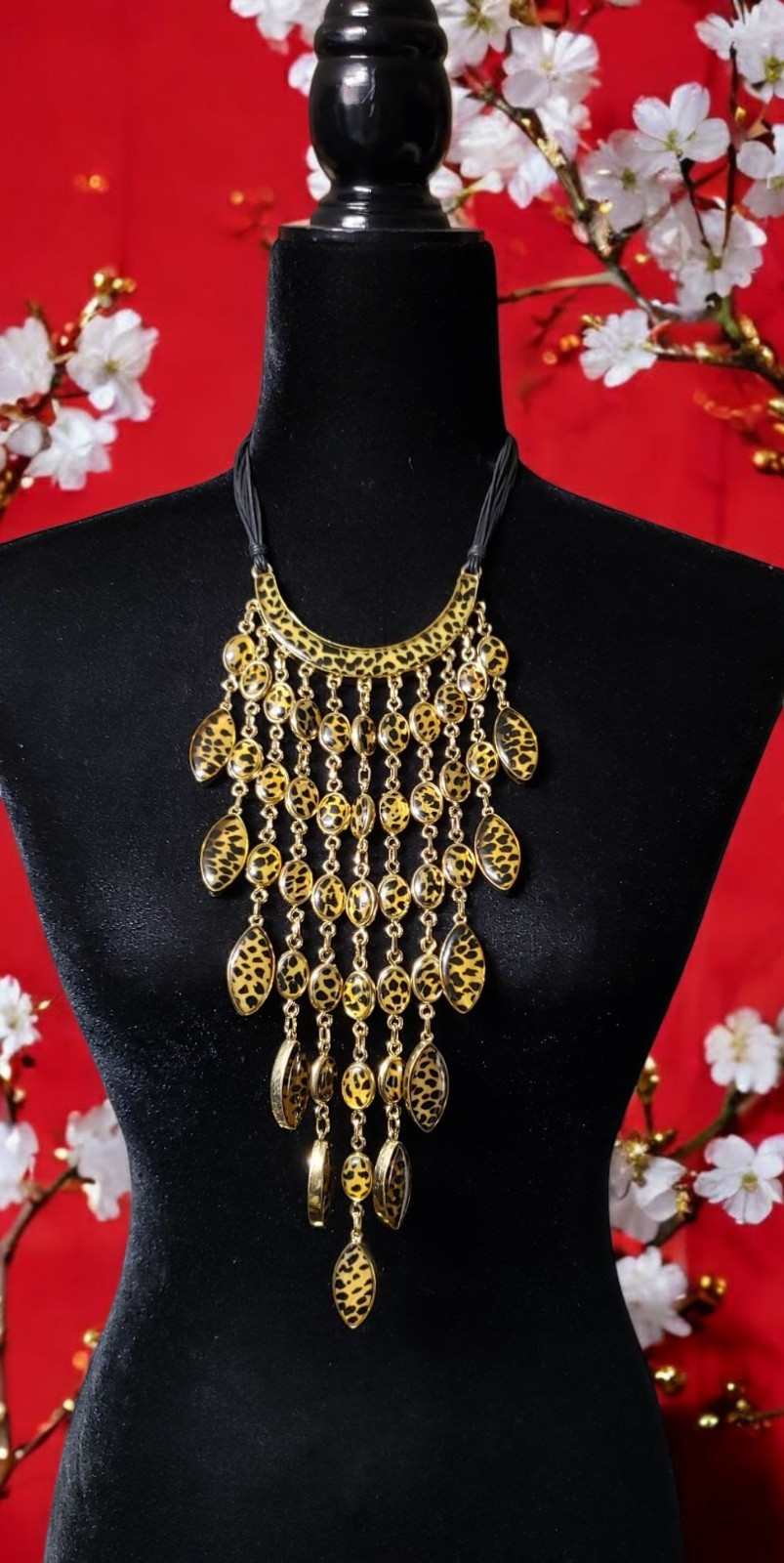 Chico's Cheetah Print Statement Bold Necklace Reversible