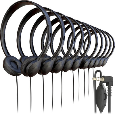 10 Pack Bulk Wired On-Ear Leather Headphones with 3.5Mm Connector and Remote Con