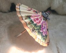 Japanese Vintage Origami Umbrella Parasol Bamboo Handle Handmade Interior Decor