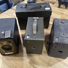 Vintage Box Camera Lot of 3 w Case Antique Kodak Brownie Style Cameras