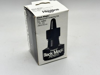 HIGGINS BLACK MAGIC WATERPROOF DRAWING INK NO 4465 1 FL OZ 29.6ML BOXED ARTISTS
