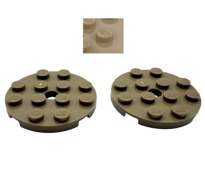 LEGO  2x Round Plate 4x4 Sand Yellow | 60474 | 6232138 Beige Plate Base Plate